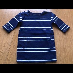 Blue sweater/dress with white stripes